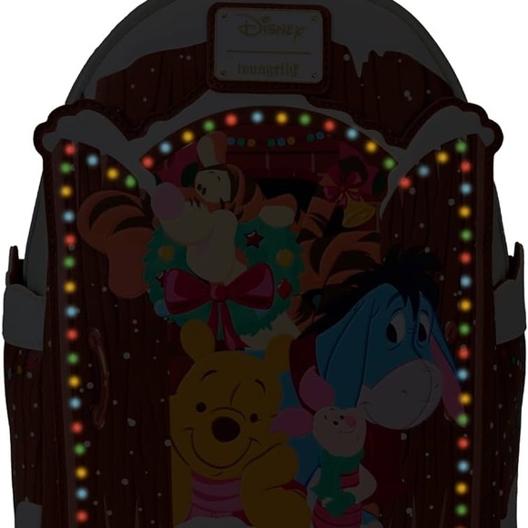 Loungefly Winnie The Pooh Holiday Scene Pooh and Friends Mini Backpack LIGHTUP - Picture 2 of 5